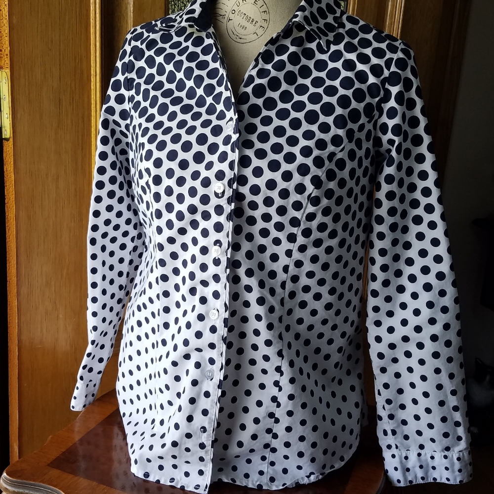Christopher and Banks petite medium blouse with polka dots